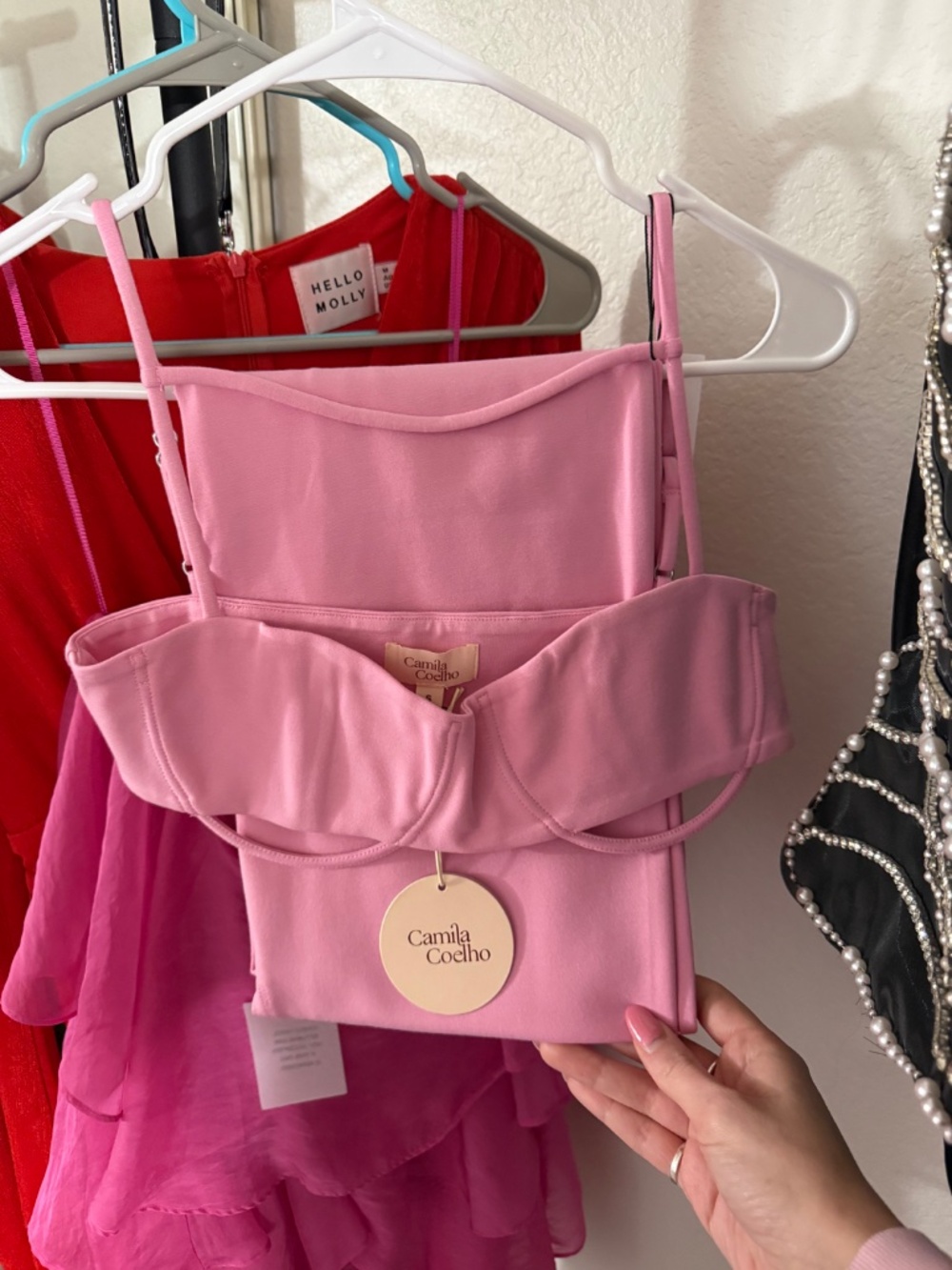 Camila Coelho BELLA Bralette & Maxi Skirt Set NWT, Baby Pink Size Small - Picture 4 of 4